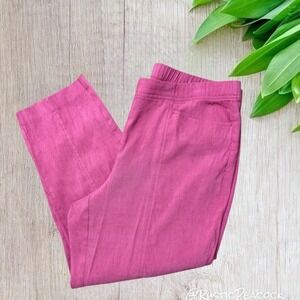 J Jill Linen Stretch Pants Women's LP Light Red Pink Casual Cropped Trousers